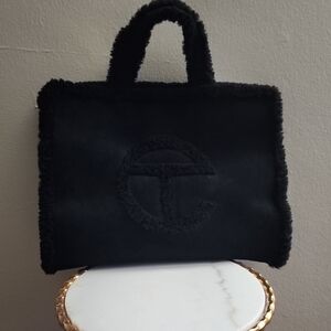 Telfar Ugg  Black Shearling Tote Bag